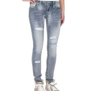 Rock Revival Doyle Skinny Stretch Jeans Sz 26 Distressed